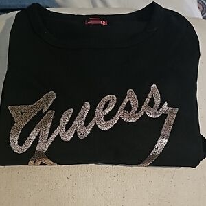 Guess Black Glitter Logo T-Shirt